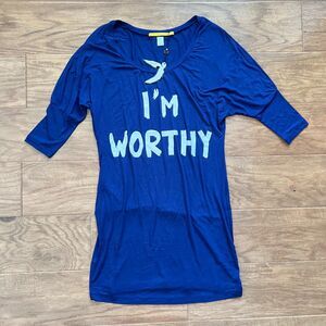 NWT Catherine Malandrino + Mary J. Blige Shirt Size P "I'm Worthy" Blue/White
